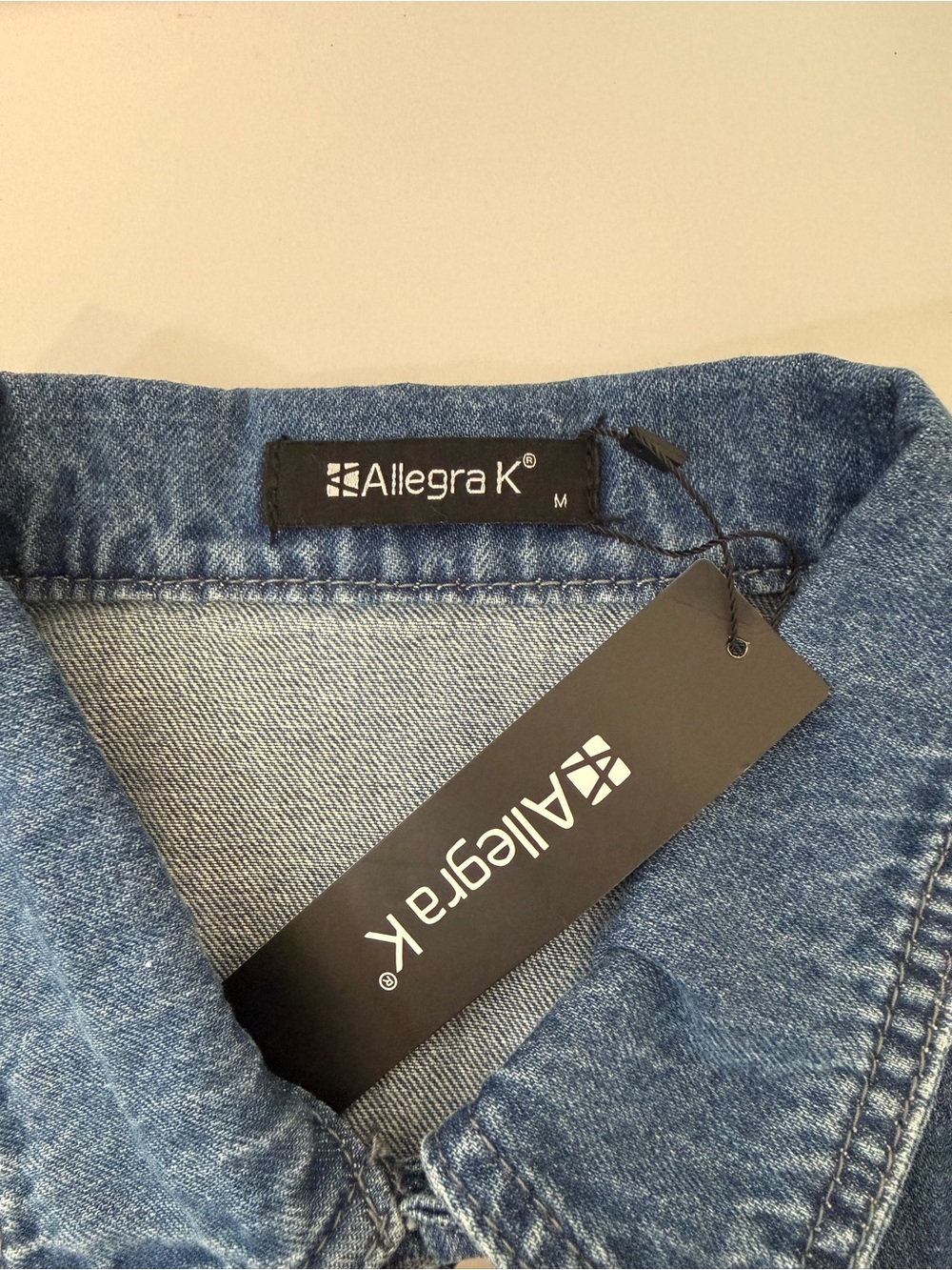 Allegra K Oversized Denim Jacket Medium Wash Button Jean NWT New Medium Women’s - Picture 8 of 10